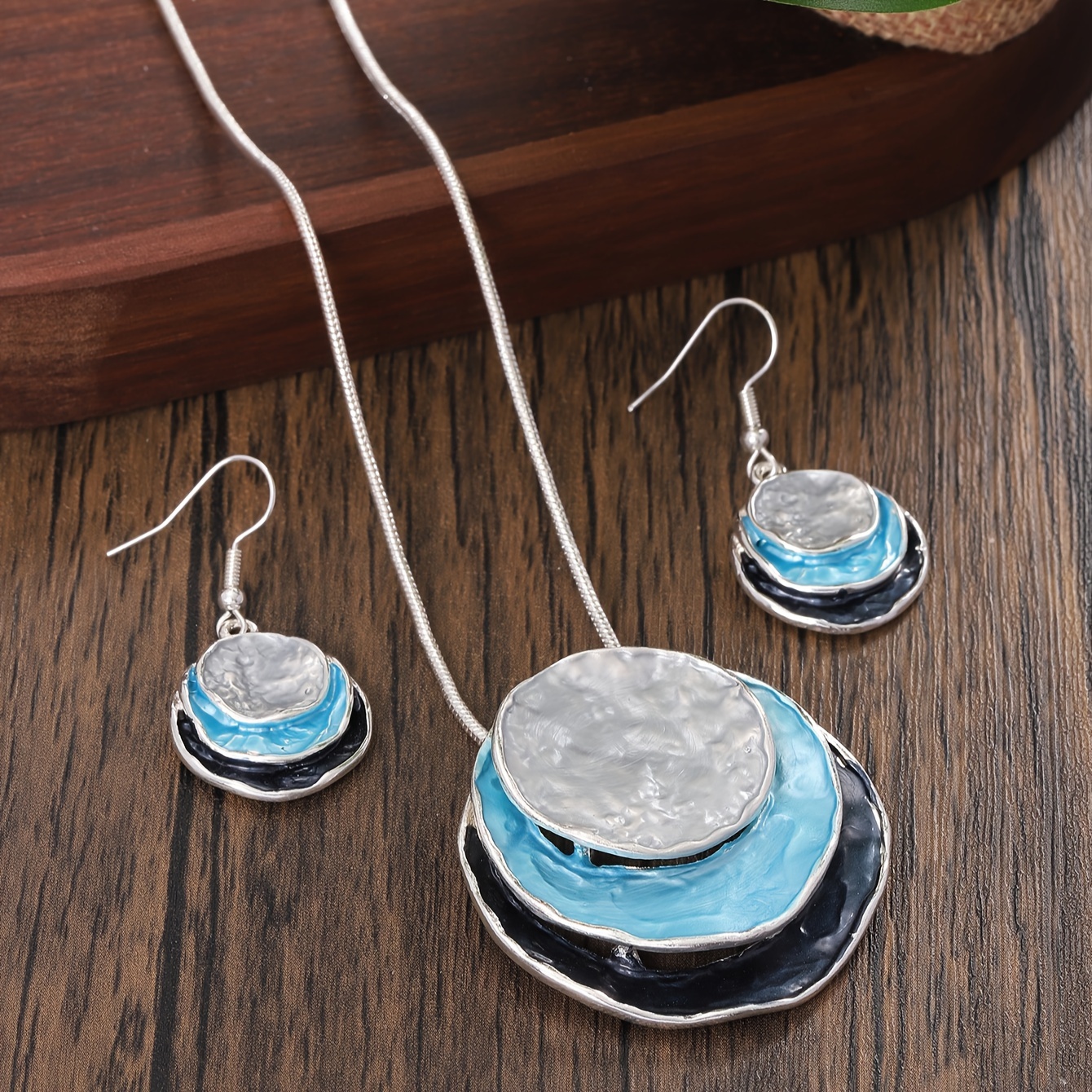Boho Jewelry Set Disc Drop Earrings Necklace Party Accessories